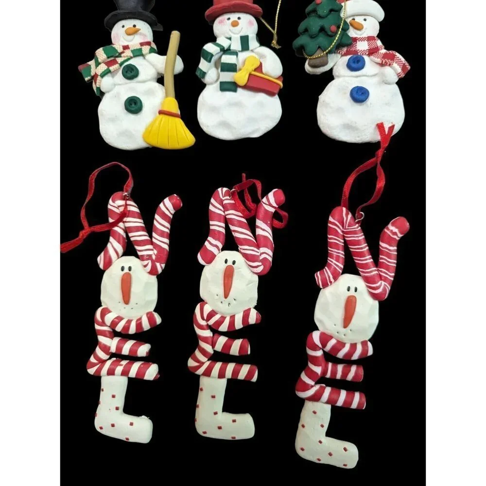 Santa  and reindeer Christmas ornaments‎ set of 6 Holiday decor